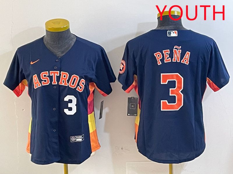 Youth Houston Astros #3 Pena Blue City Edition 2025 Nike MLB Jersey style 3
